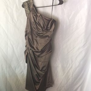 One shoulder satin dress